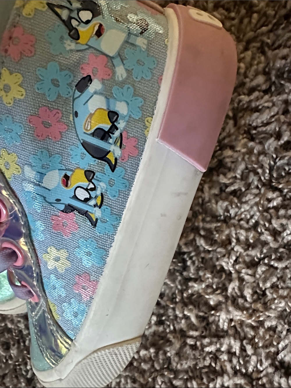 Bluey’s High-Top Sneakers in Pastel Blue & Pink - Cute Floral Design - Picture 5 of 6